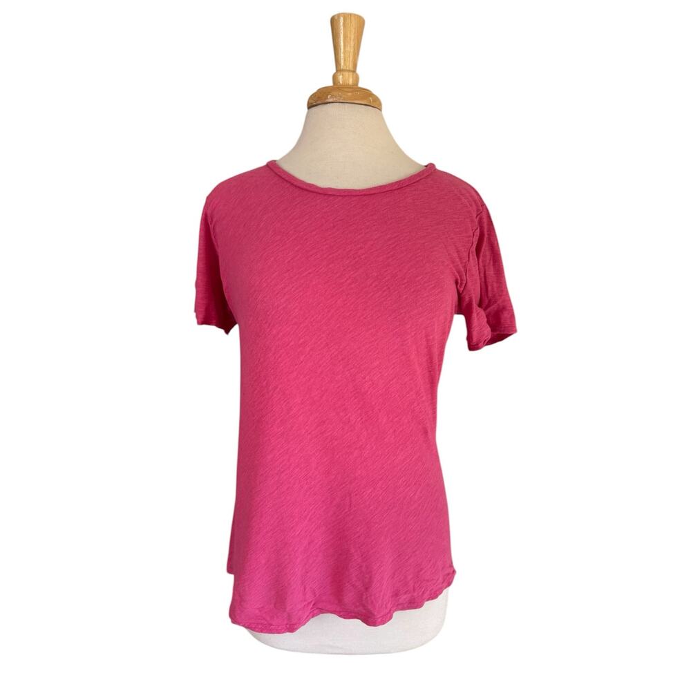 CUT LOOSE Linen Weight Linen Cotton Bias Tee Pink Size Large Womens Short Sleeve